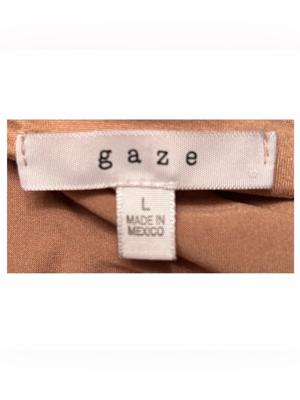 GAZE Caramel Sueded Bodysuit V Neck Bungee Strap Stretch Sz L Neutral Minimal - Picture 10 of 16